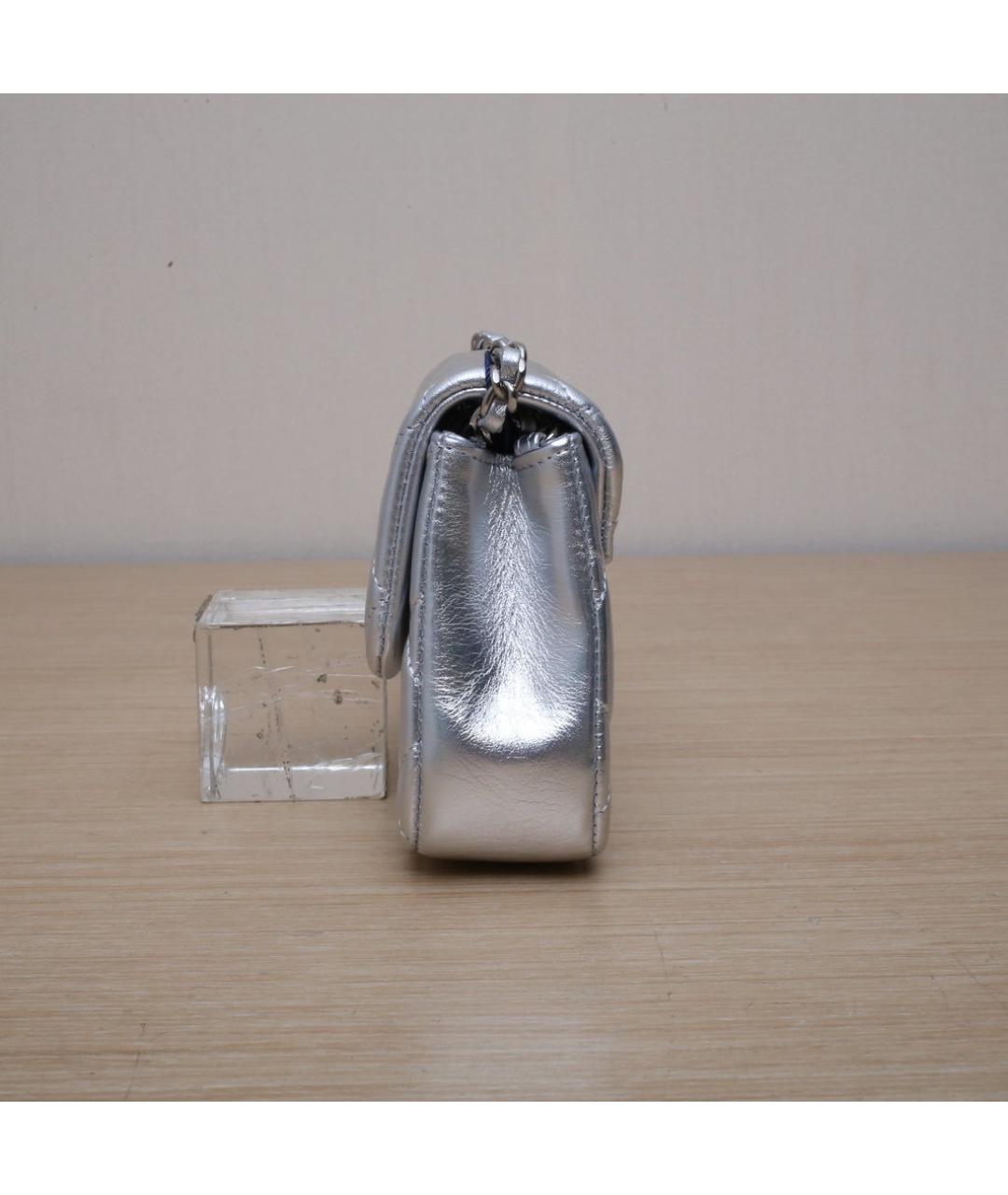 CHANEL Серебряная кожаная сумка через плечо, фото 5