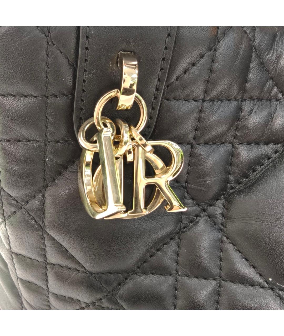 CHRISTIAN DIOR Черная кожаная сумка через плечо, фото 7