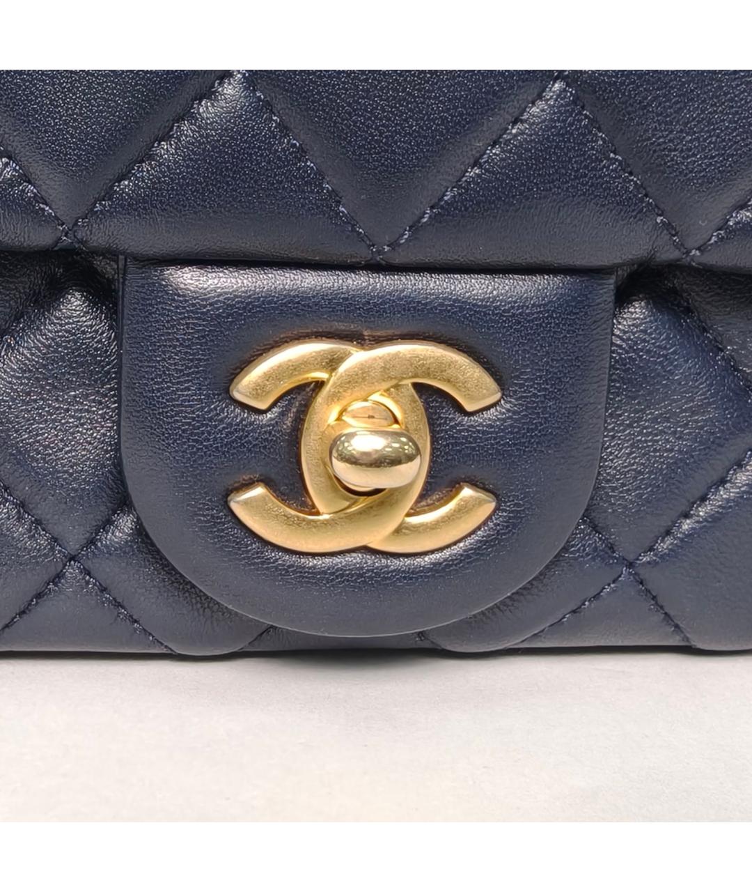 CHANEL Темно-синяя кожаная сумка через плечо, фото 7