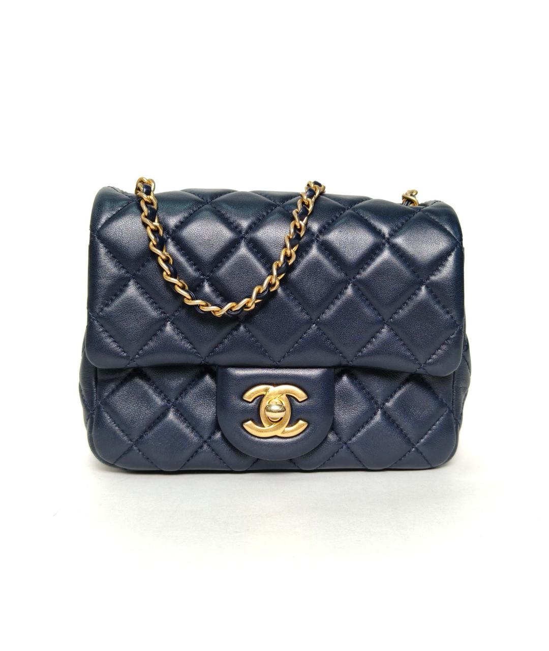 CHANEL Темно-синяя кожаная сумка через плечо, фото 2