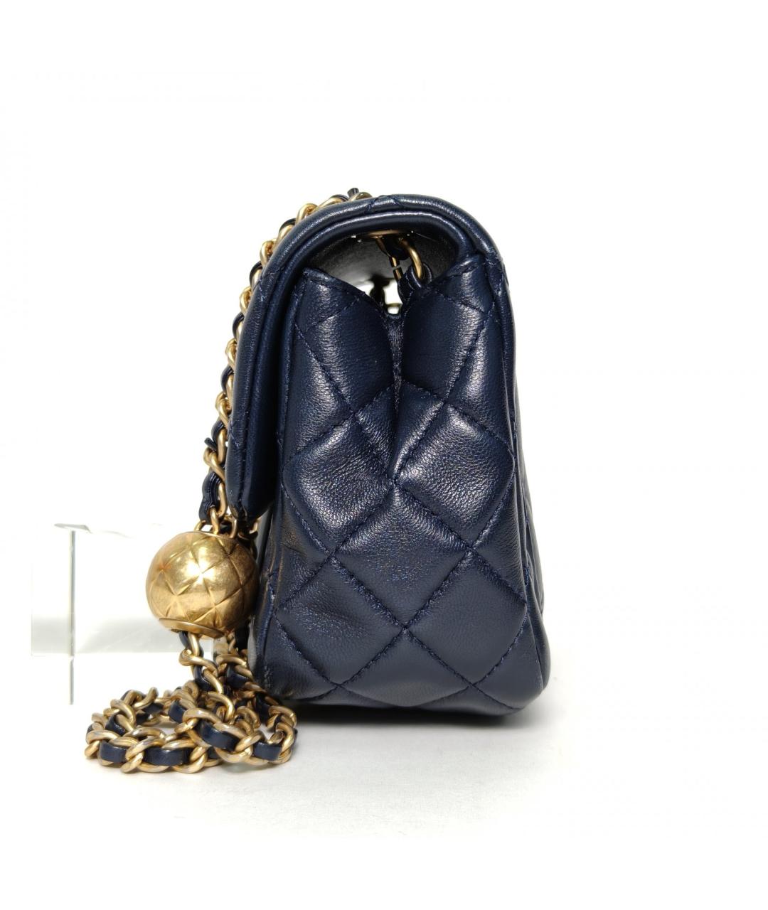 CHANEL Темно-синяя кожаная сумка через плечо, фото 5