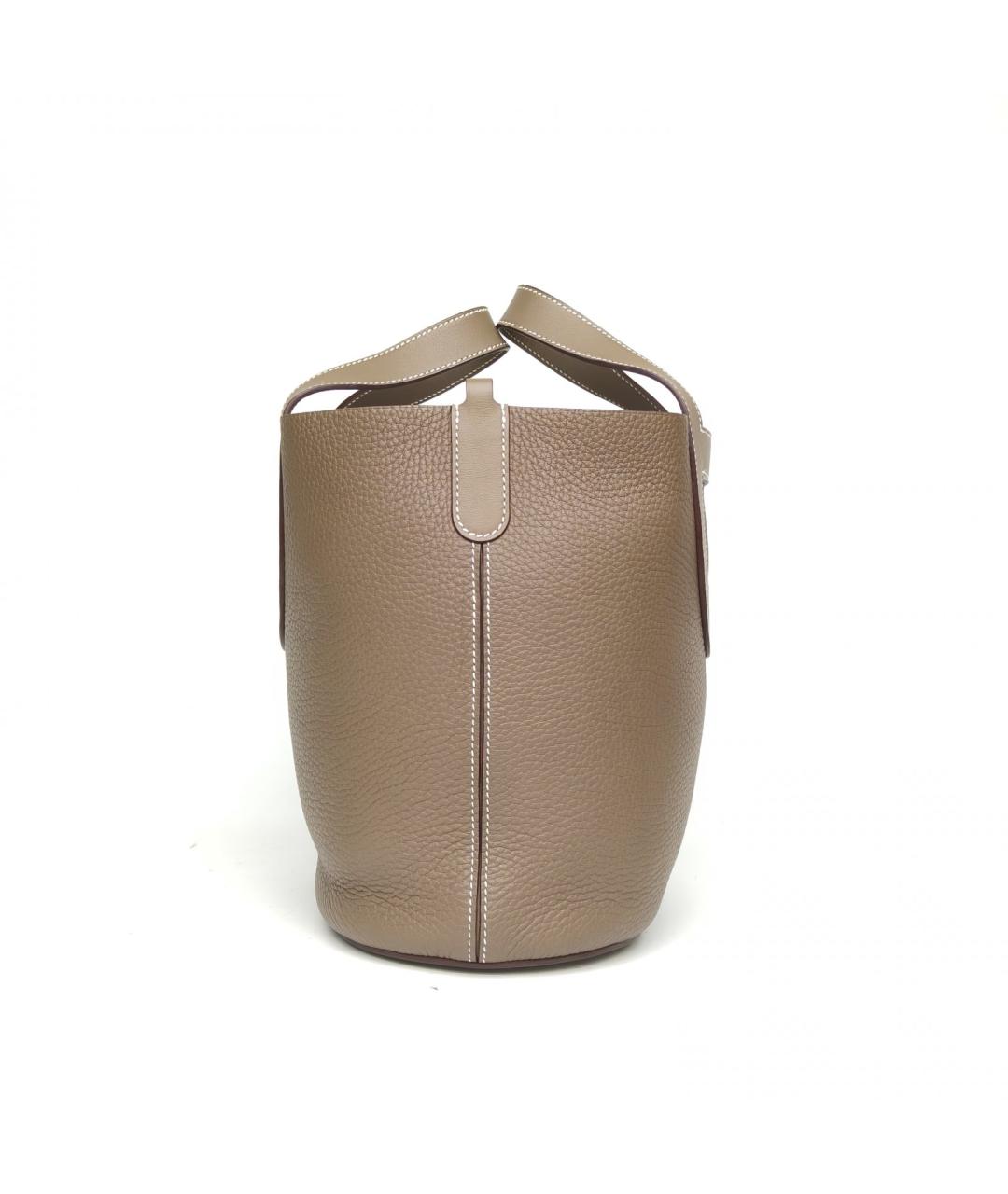HERMES Бежевая кожаная сумка с короткими ручками, фото 5