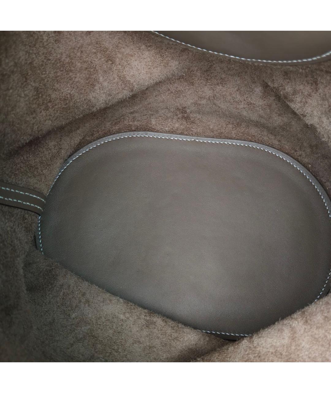 HERMES Бежевая кожаная сумка с короткими ручками, фото 8