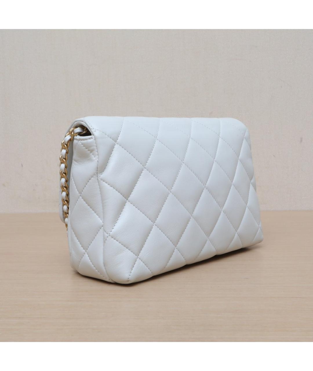 CHANEL Белая кожаная сумка через плечо, фото 5
