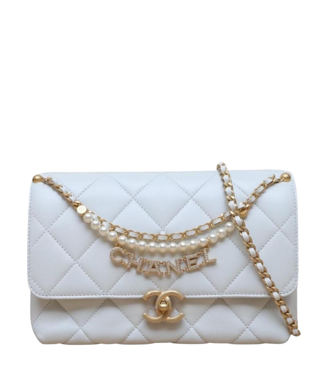 CHANEL Белая кожаная сумка через плечо, фото 1