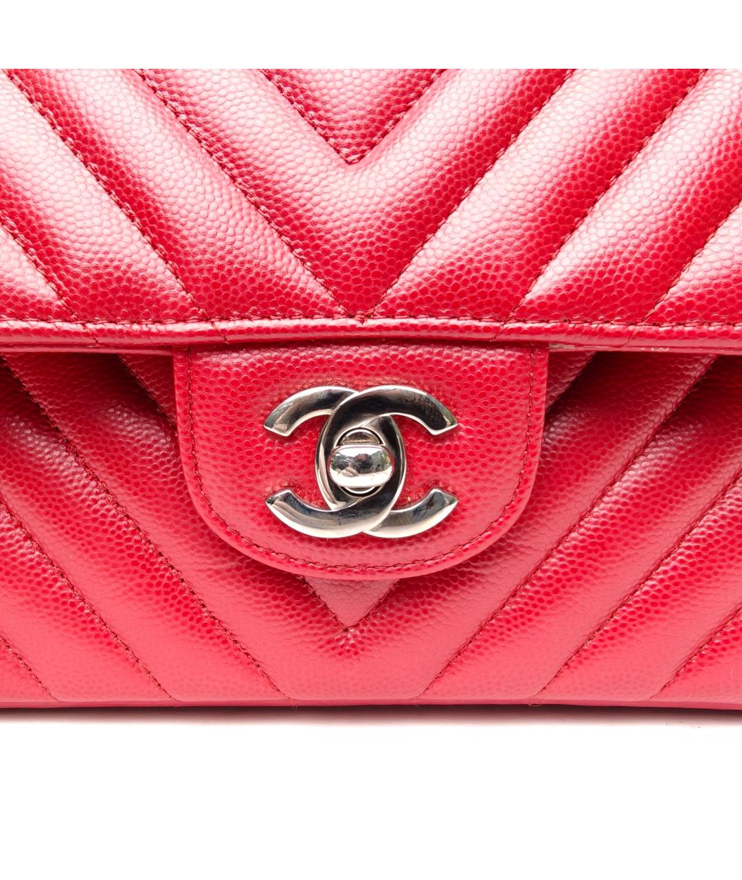 CHANEL Красная кожаная сумка через плечо, фото 7