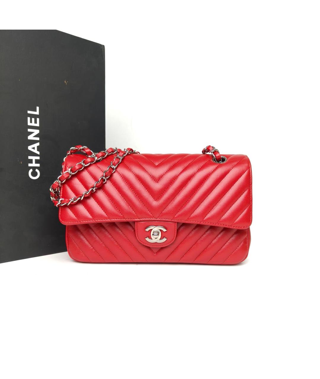 CHANEL Красная кожаная сумка через плечо, фото 9