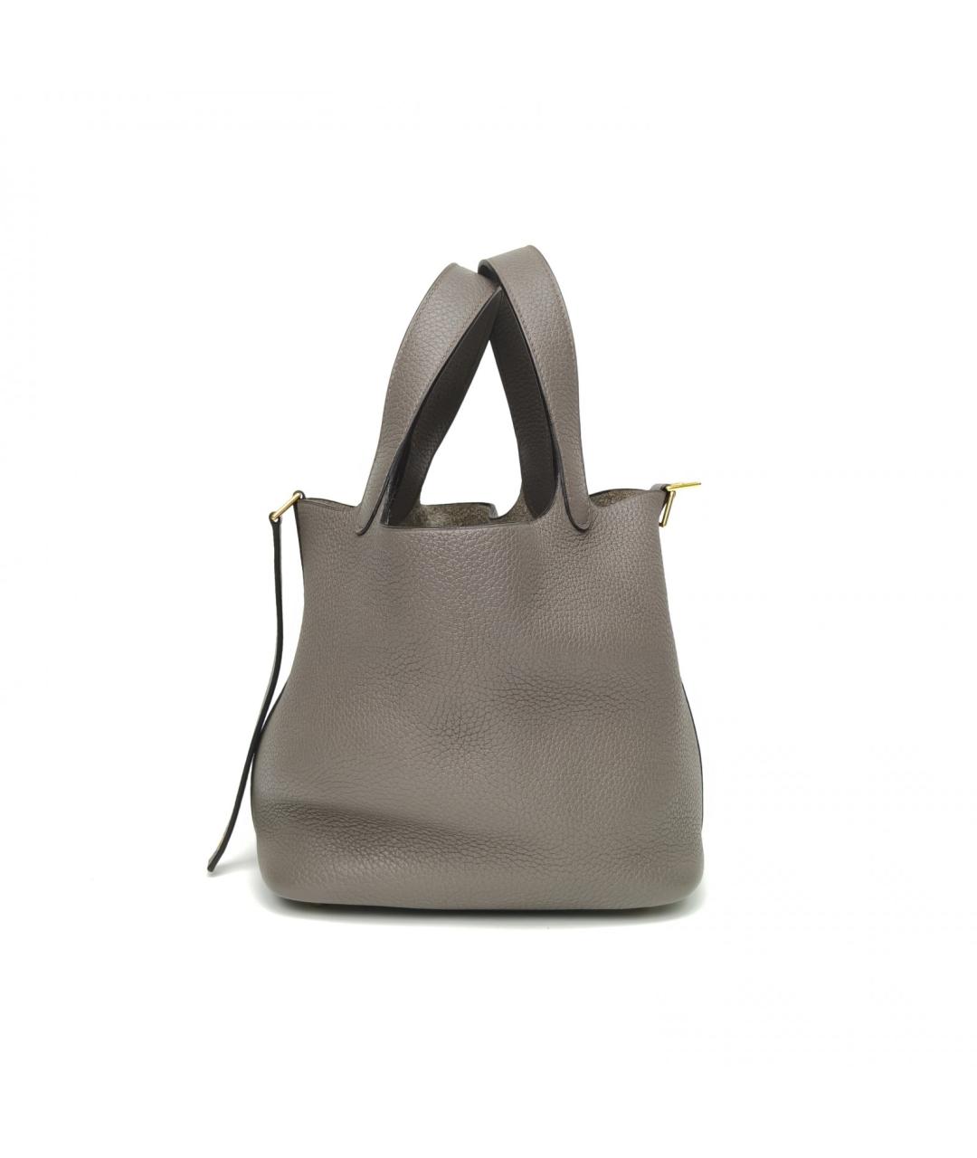 HERMES Серая кожаная сумка через плечо, фото 5