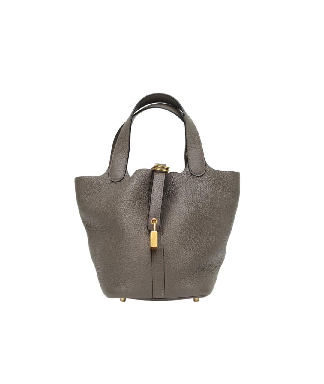 HERMES Серая кожаная сумка через плечо, фото 1