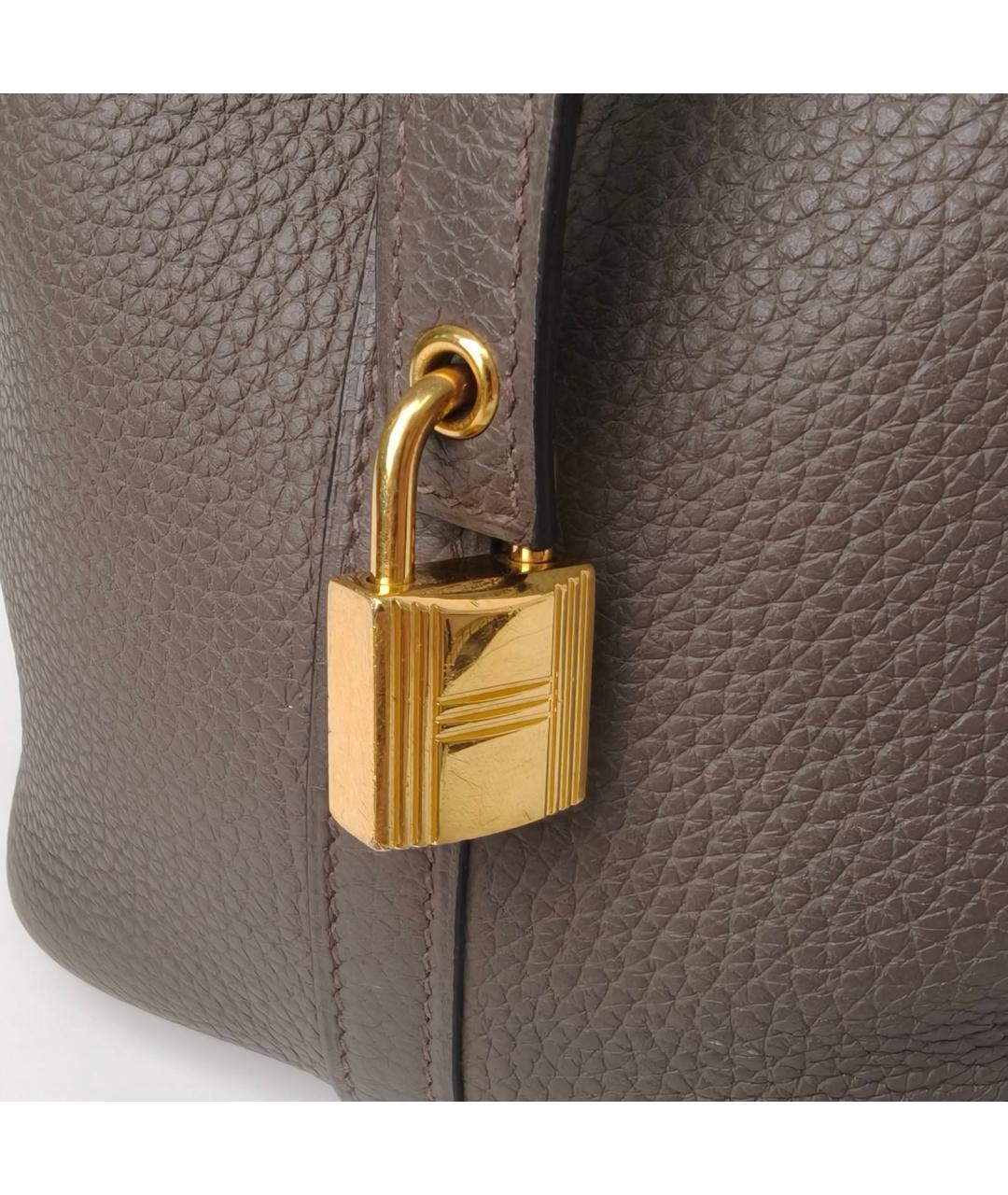 HERMES Серая кожаная сумка через плечо, фото 8