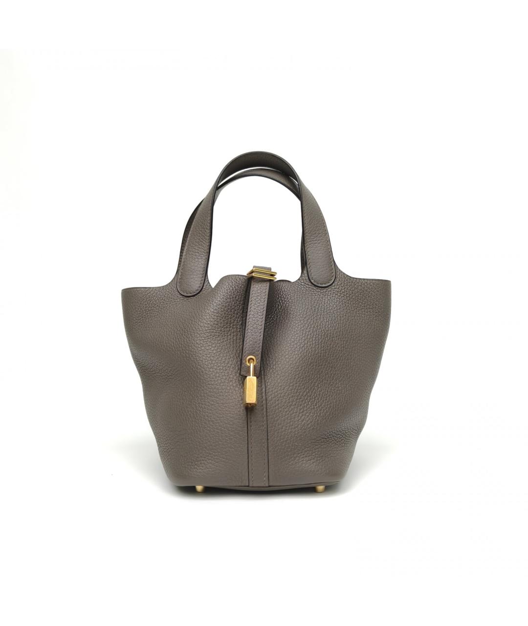 HERMES Серая кожаная сумка через плечо, фото 2