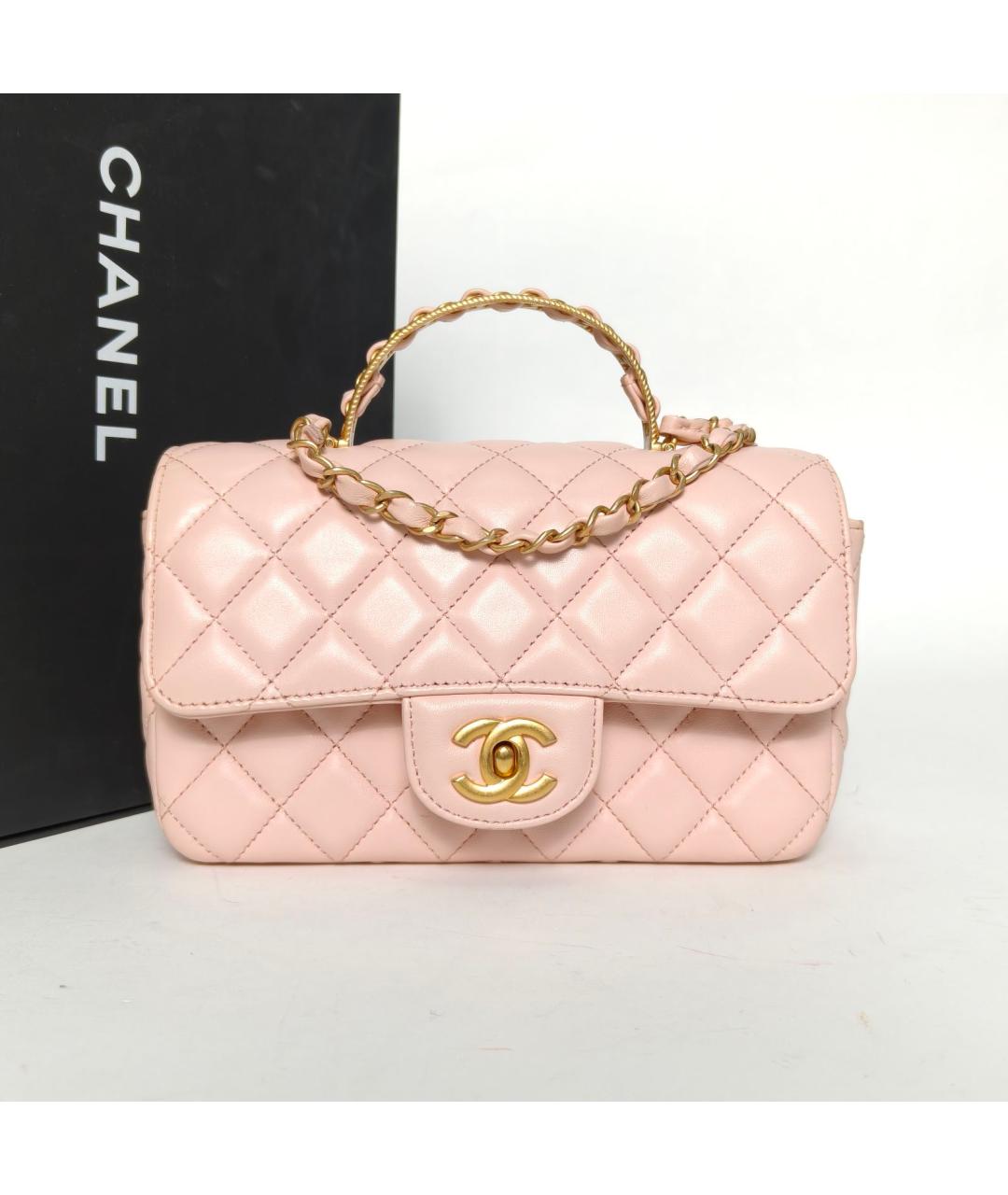 CHANEL Розовая кожаная сумка через плечо, фото 9