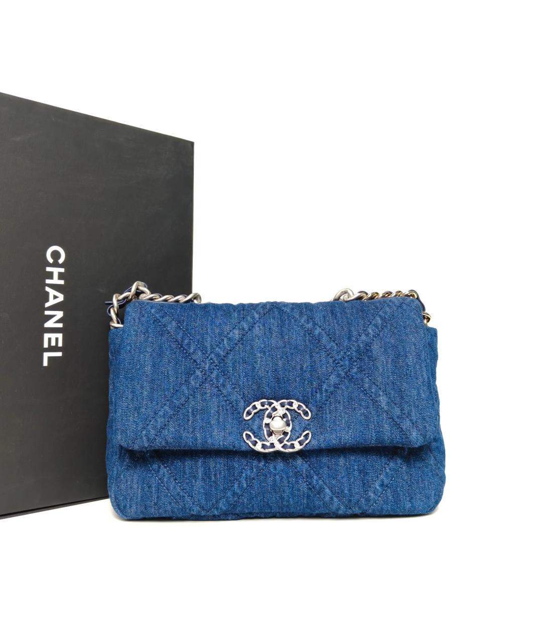 CHANEL Темно-синяя деним сумка через плечо, фото 9