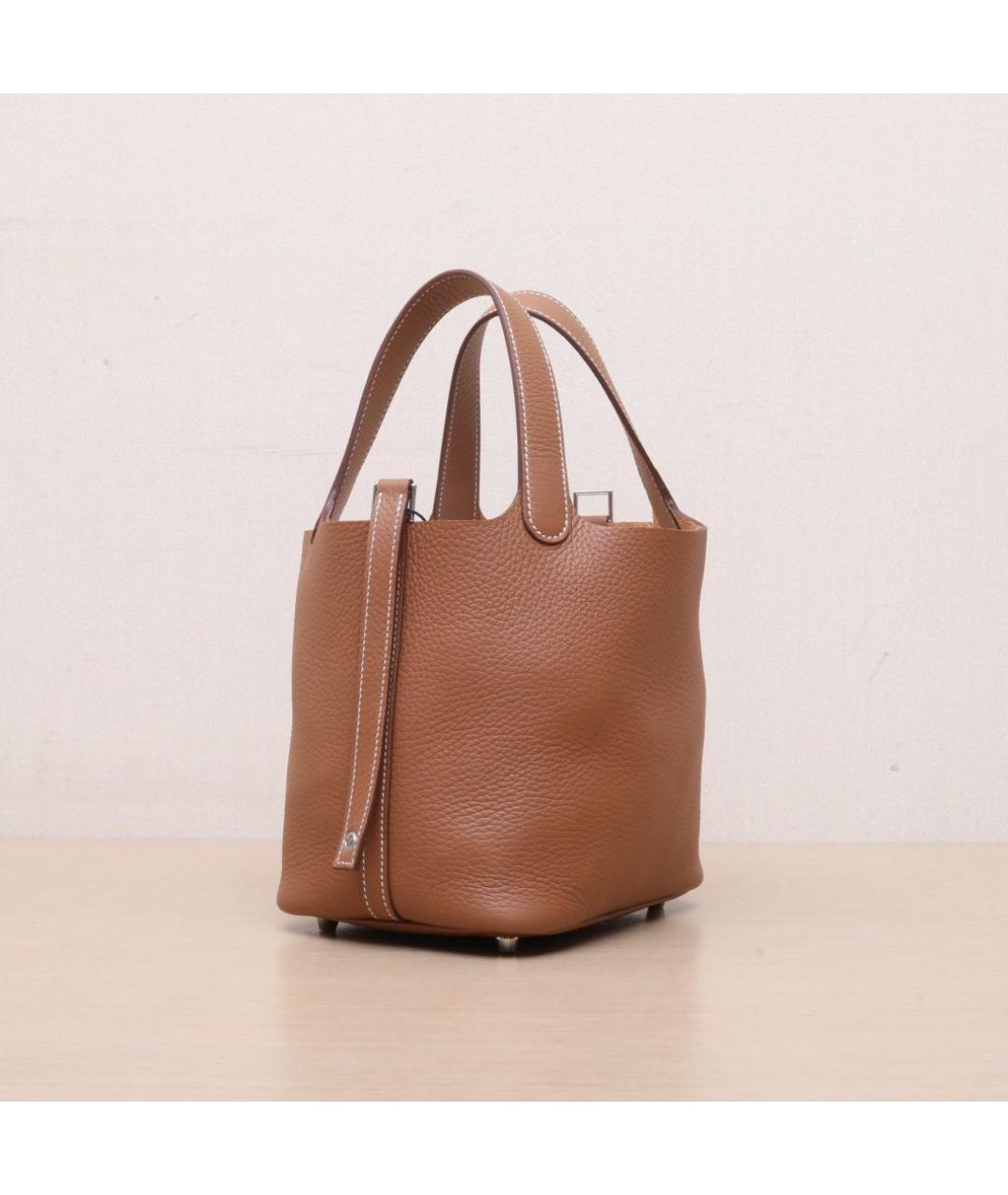 HERMES Коричневая кожаная сумка через плечо, фото 6