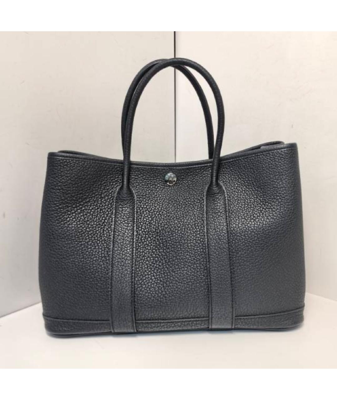 HERMES Черная кожаная сумка с короткими ручками, фото 8