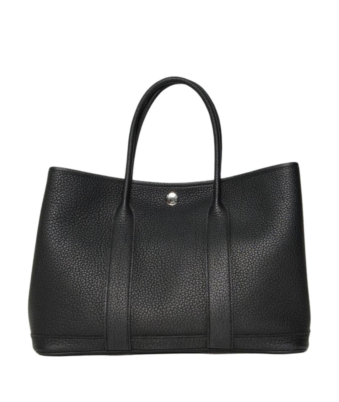 HERMES Черная кожаная сумка с короткими ручками, фото 1