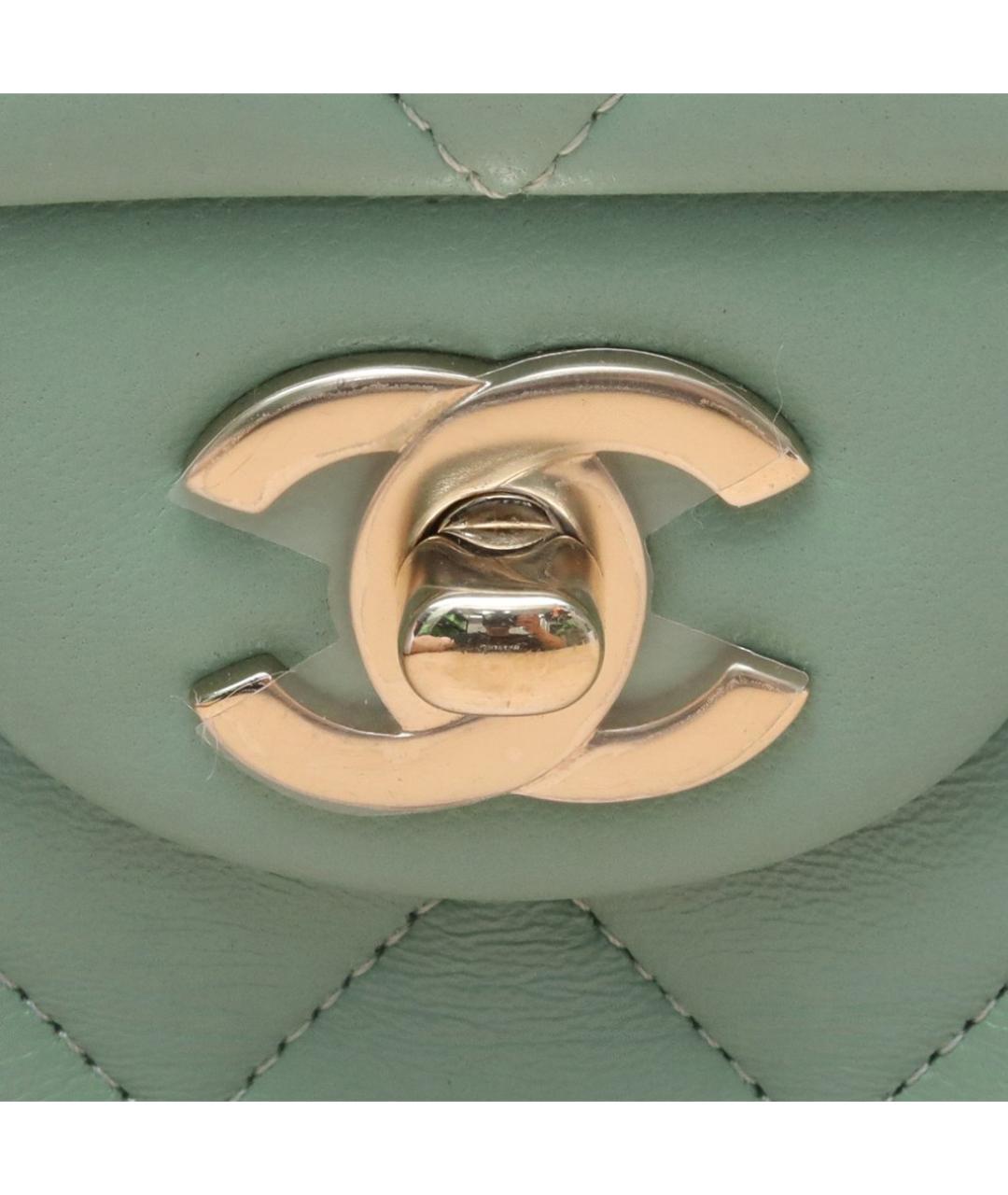 CHANEL Салатовая кожаная сумка через плечо, фото 8