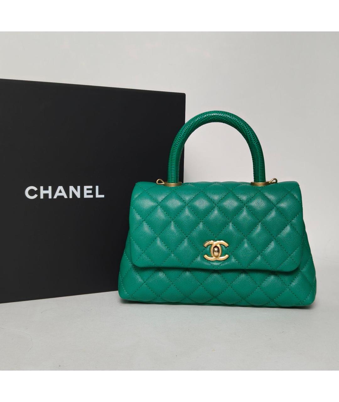 CHANEL Зеленая кожаная сумка через плечо, фото 9