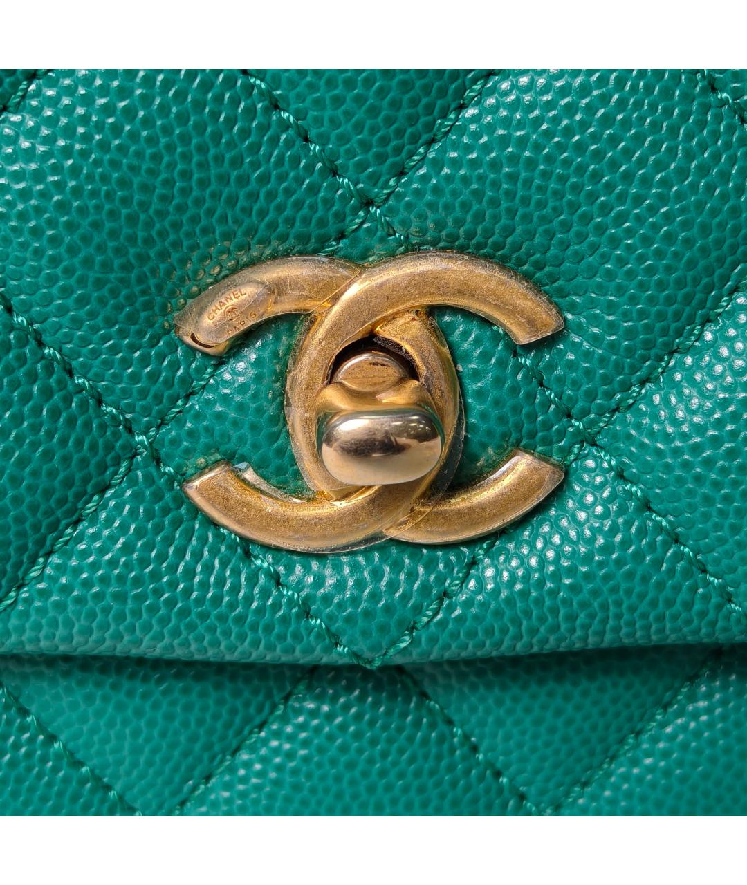 CHANEL Зеленая кожаная сумка через плечо, фото 7