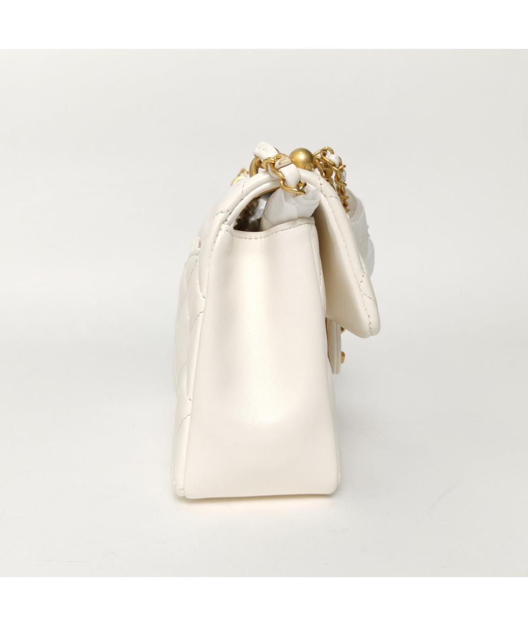 CHANEL Белая кожаная сумка через плечо, фото 3