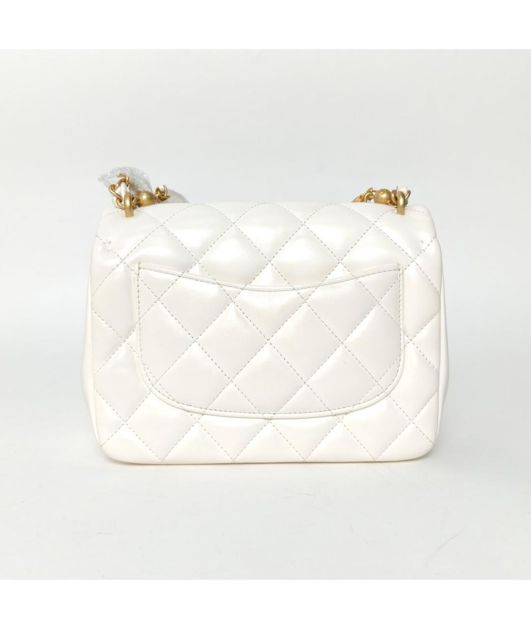 CHANEL Белая кожаная сумка через плечо, фото 4