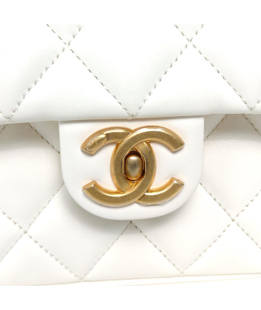 CHANEL Белая кожаная сумка через плечо, фото 7