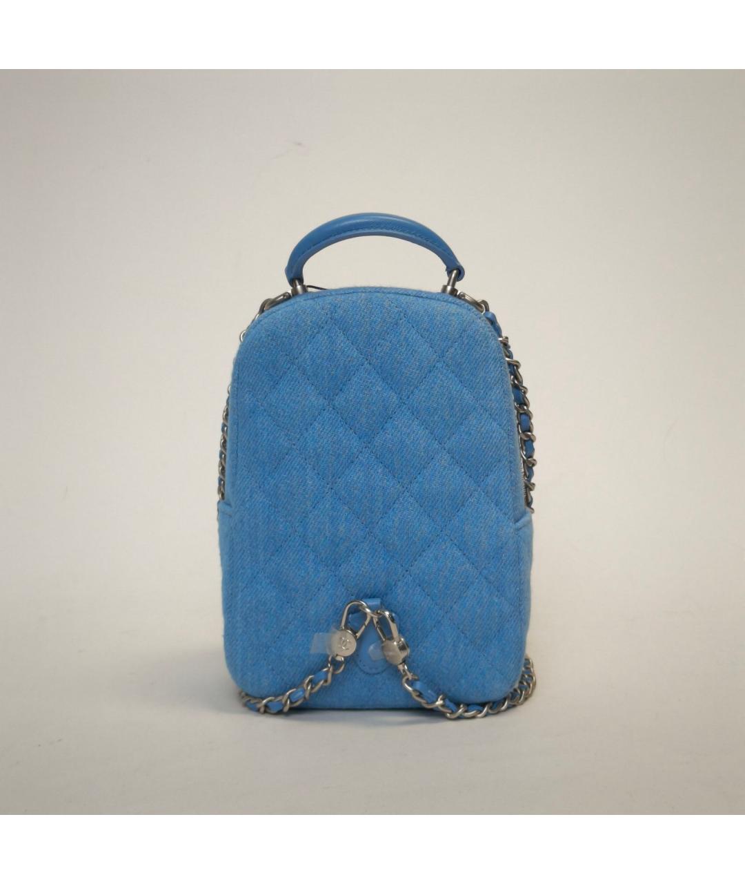 CHANEL Голубой деним рюкзак, фото 4