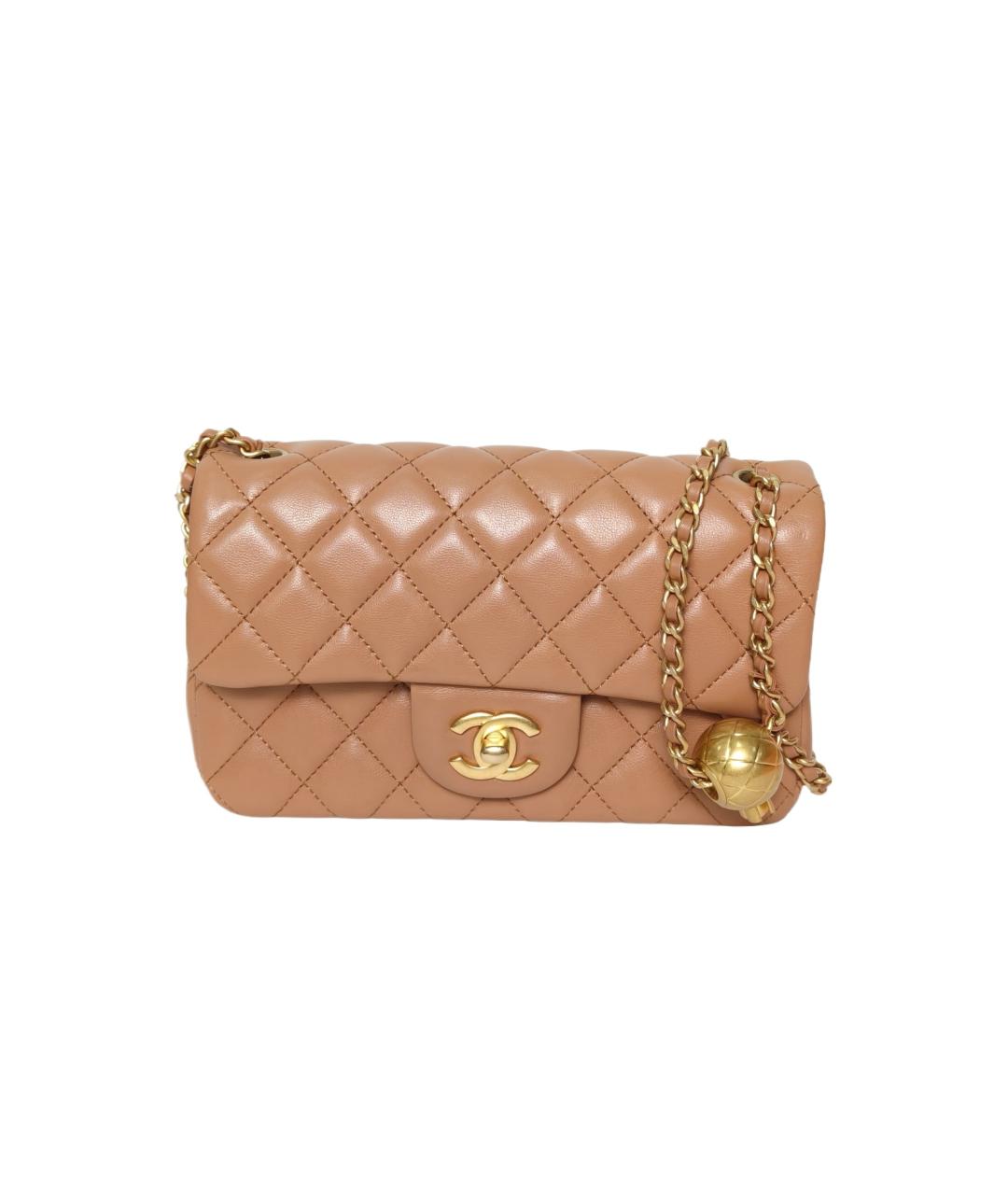 CHANEL Бежевая кожаная сумка через плечо, фото 1