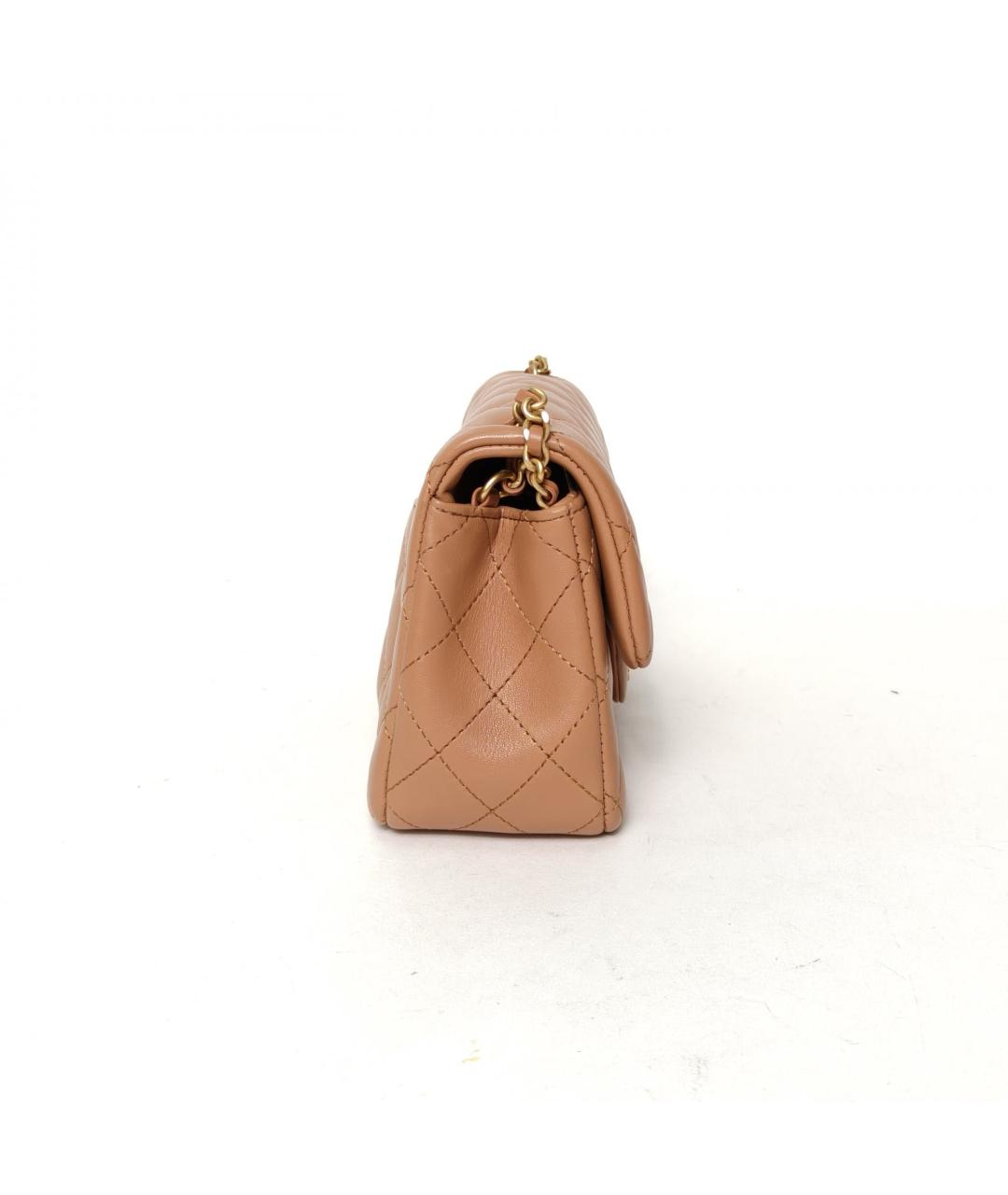 CHANEL Бежевая кожаная сумка через плечо, фото 5