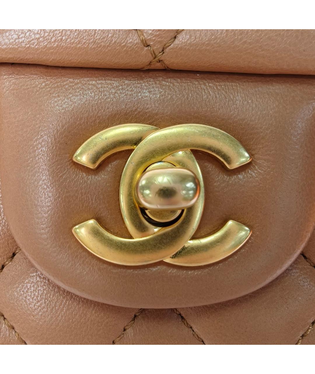 CHANEL Бежевая кожаная сумка через плечо, фото 7