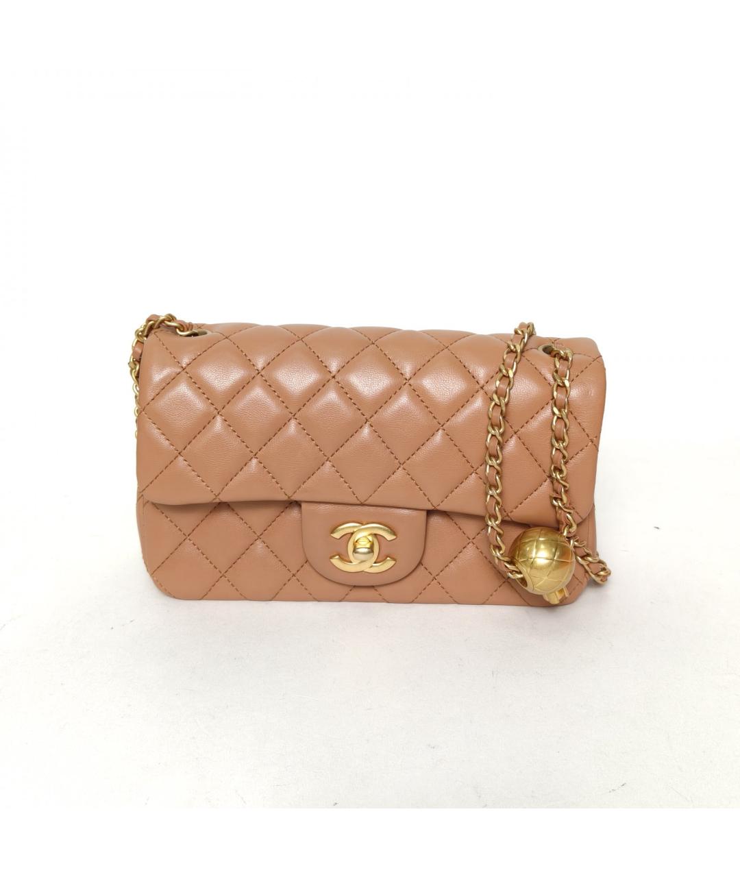 CHANEL Бежевая кожаная сумка через плечо, фото 2