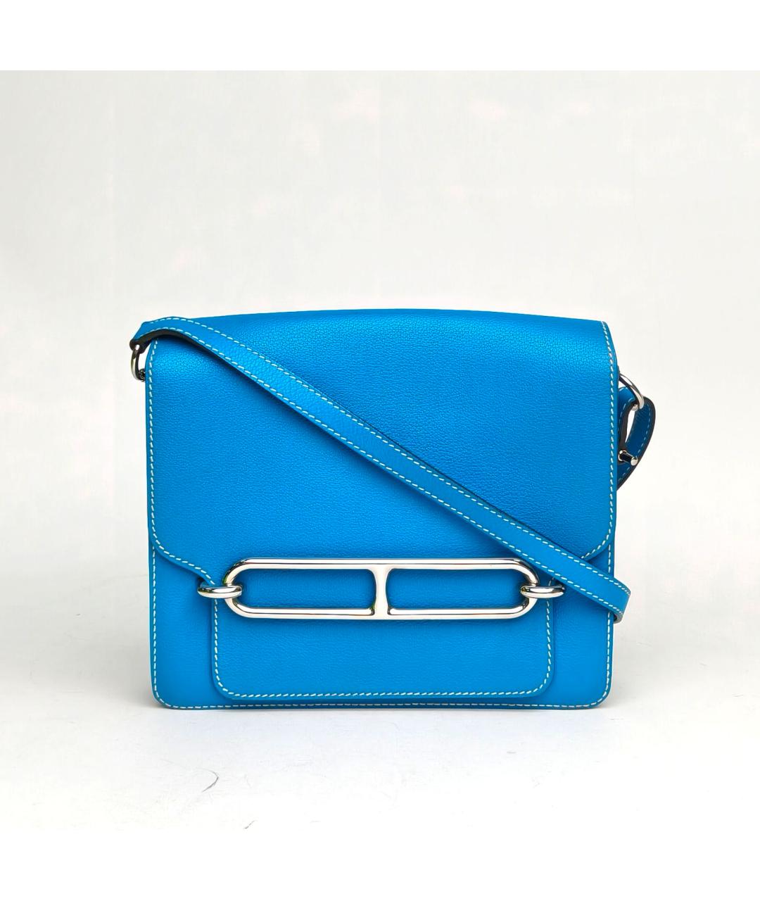 HERMES Темно-синяя кожаная сумка через плечо, фото 2