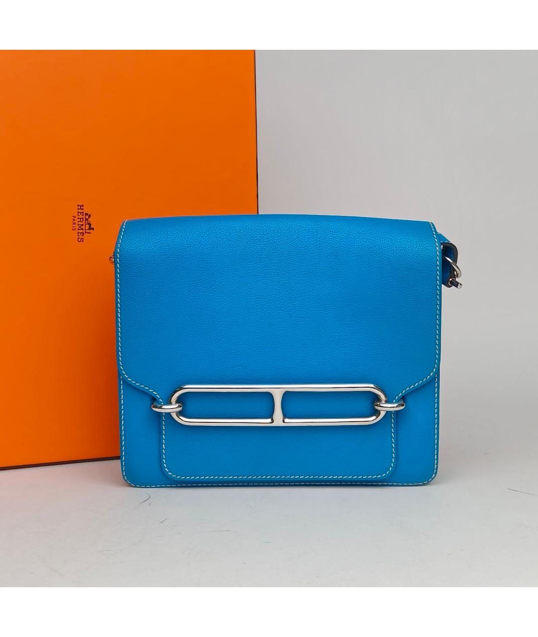 HERMES Темно-синяя кожаная сумка через плечо, фото 9