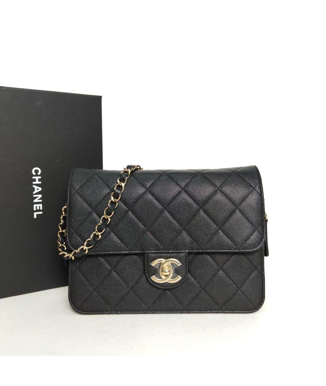 CHANEL Черная кожаная сумка через плечо, фото 2