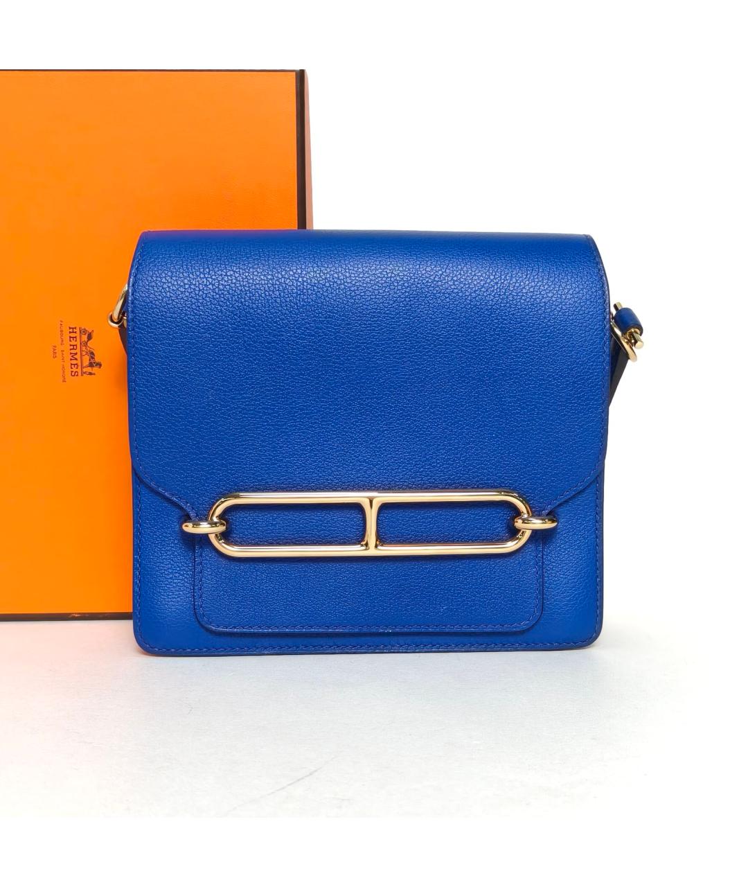HERMES Синяя кожаная сумка через плечо, фото 9