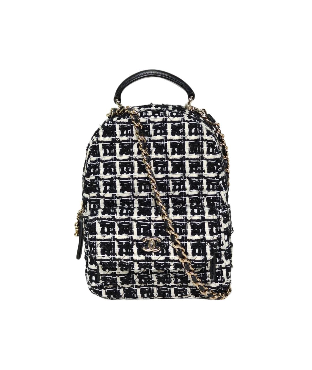 CHANEL Черный твидовый рюкзак, фото 1