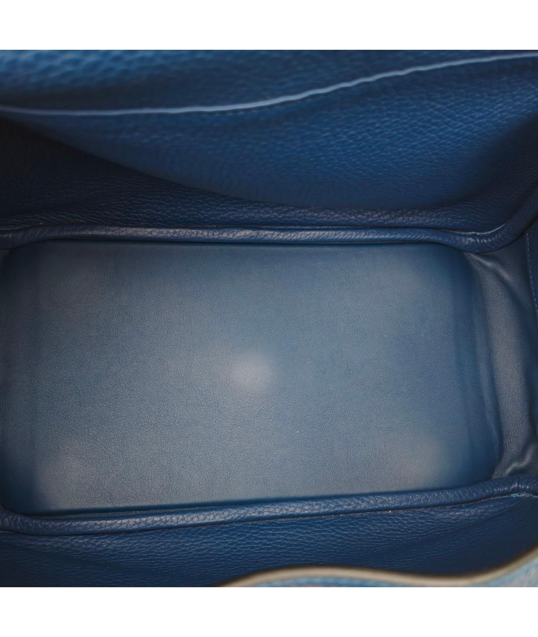 HERMES Темно-синяя кожаная сумка через плечо, фото 7
