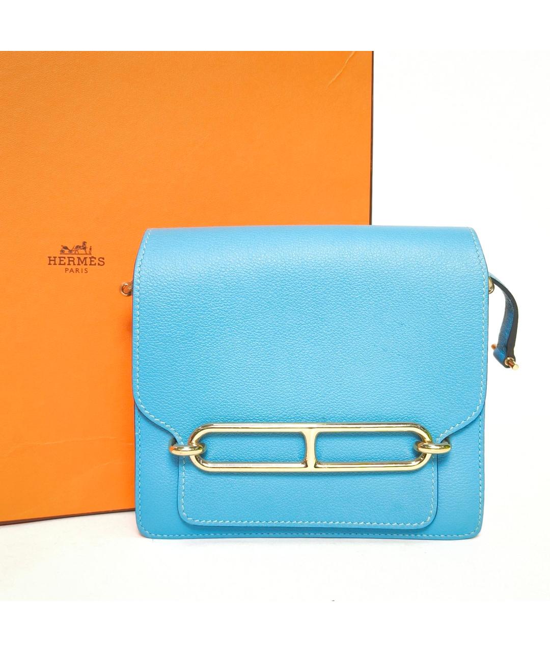 HERMES Синяя кожаная сумка через плечо, фото 9