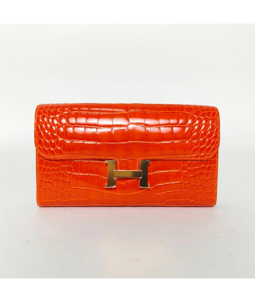 HERMES Оранжевый кожаный кошелек, фото 2