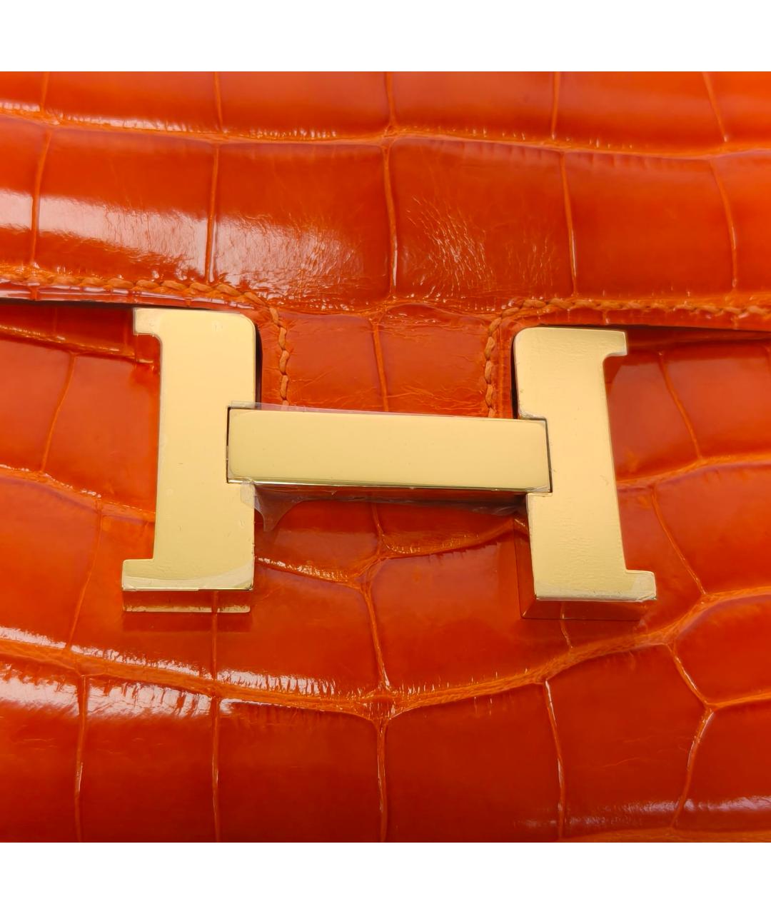 HERMES Оранжевый кожаный кошелек, фото 7