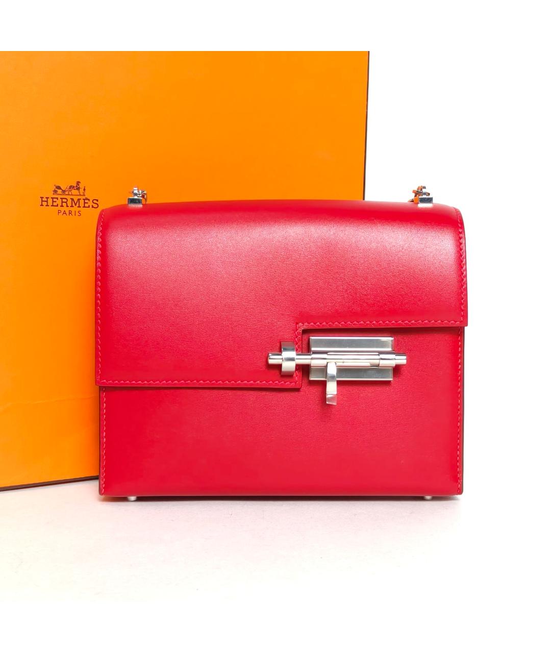 HERMES Красная кожаная сумка через плечо, фото 9