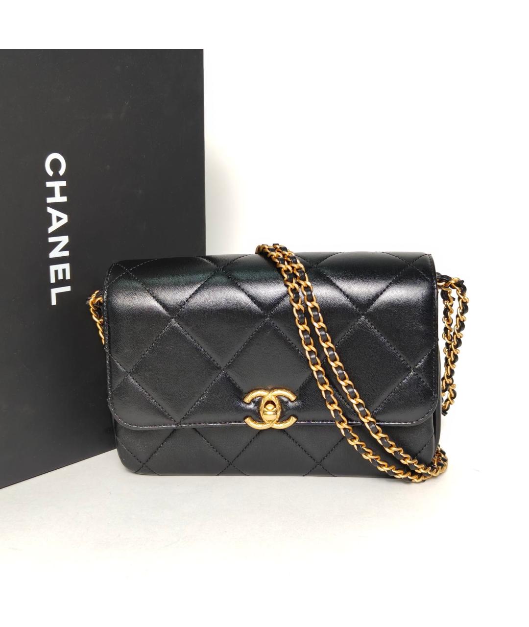 CHANEL Черная кожаная сумка через плечо, фото 9