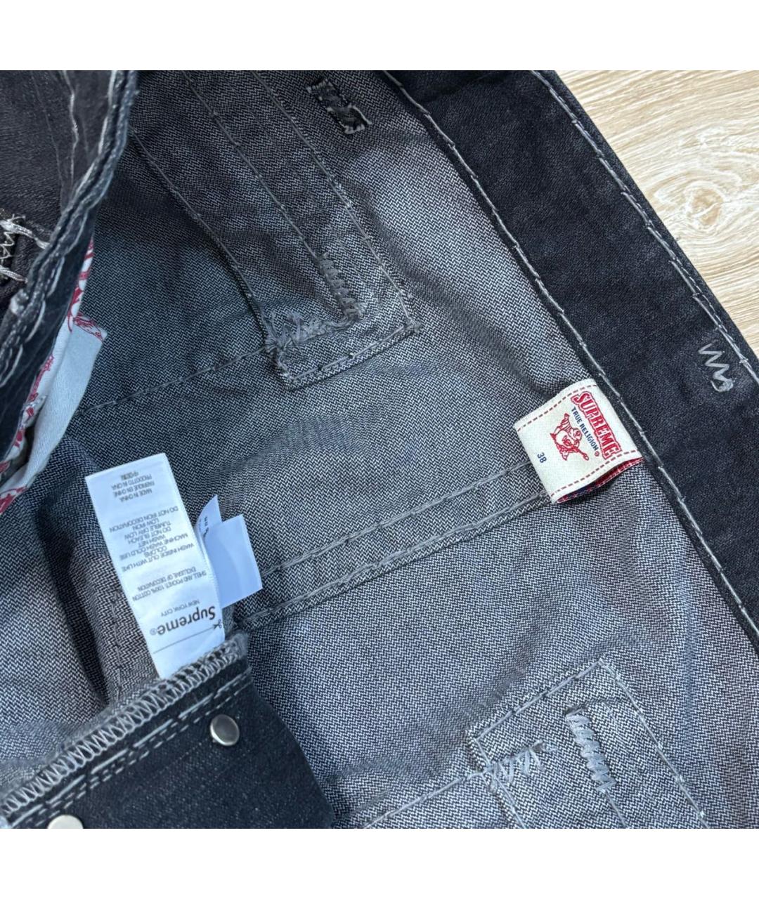 SUPREME Антрацитовые хлопковые джинсы, фото 5