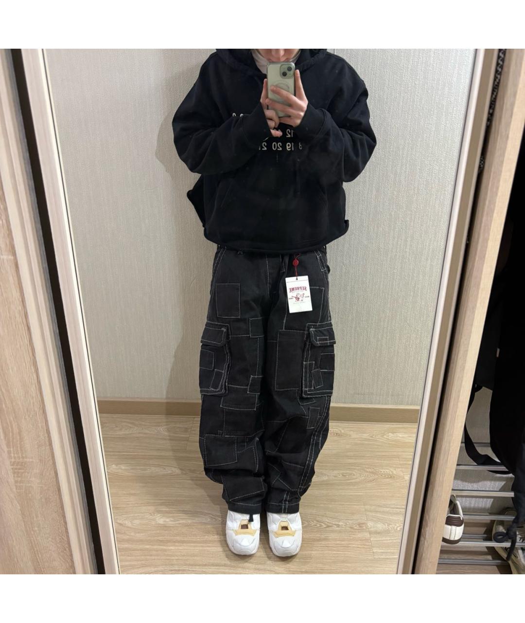 SUPREME Антрацитовые хлопковые джинсы, фото 7