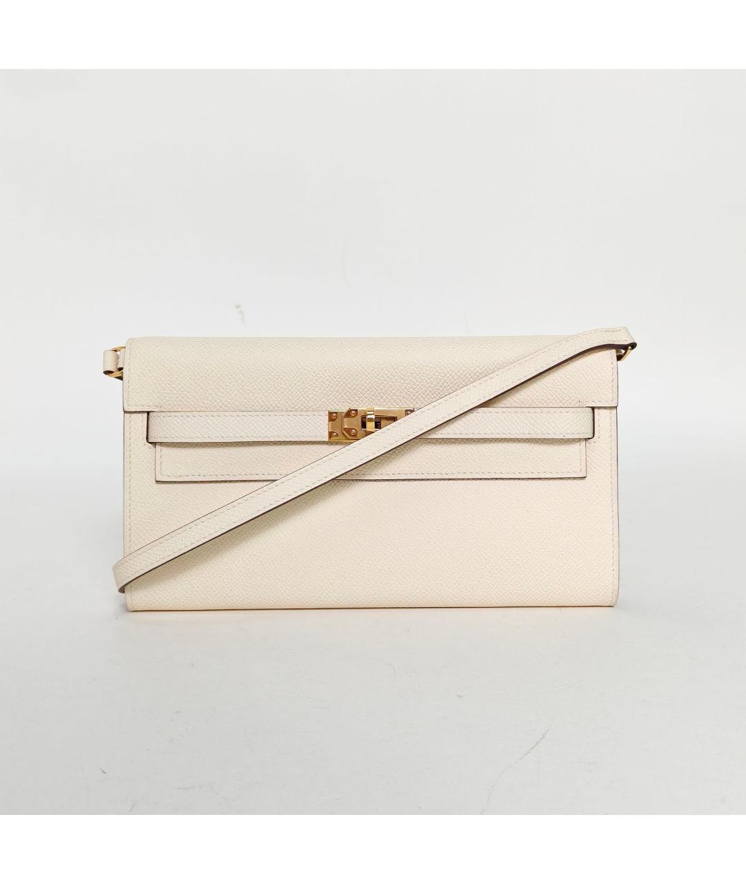 HERMES Бежевая кожаная сумка через плечо, фото 2