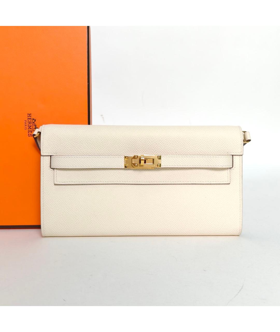 HERMES Бежевая кожаная сумка через плечо, фото 9