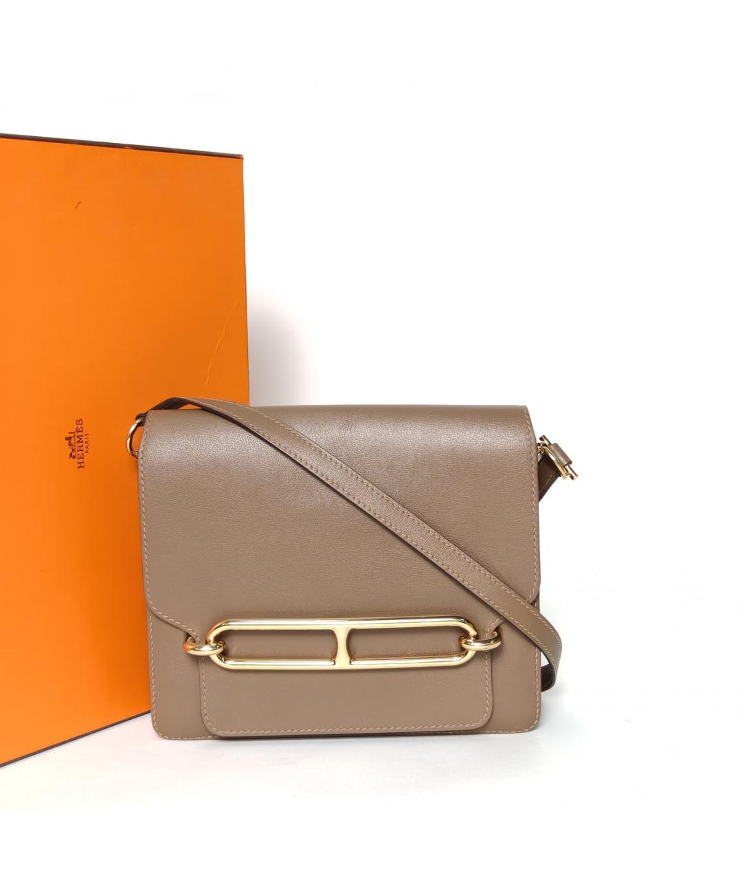 HERMES Коричневая кожаная сумка через плечо, фото 9