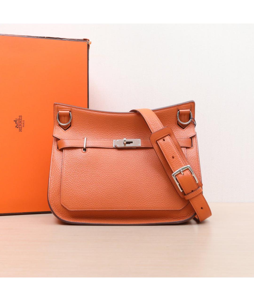 HERMES Оранжевая кожаная сумка через плечо, фото 2