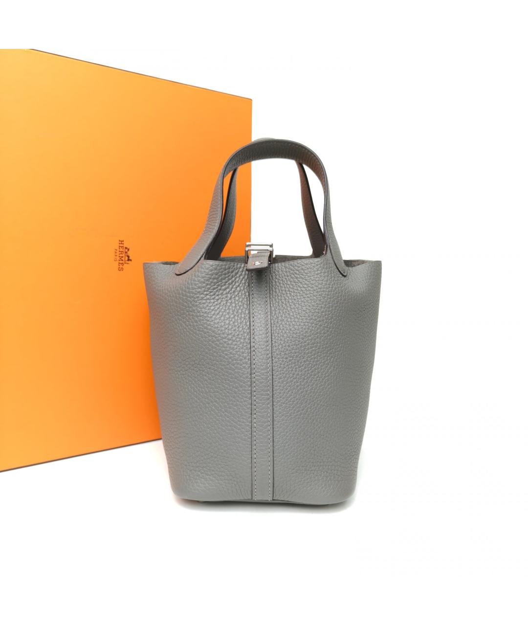 HERMES Серая кожаная сумка через плечо, фото 8