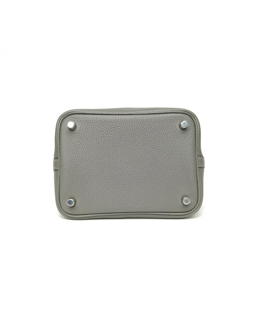 HERMES Серая кожаная сумка через плечо, фото 6